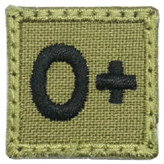HGS BLOOD GROUP 1" PATCH, O+ (OLIVE GREEN)