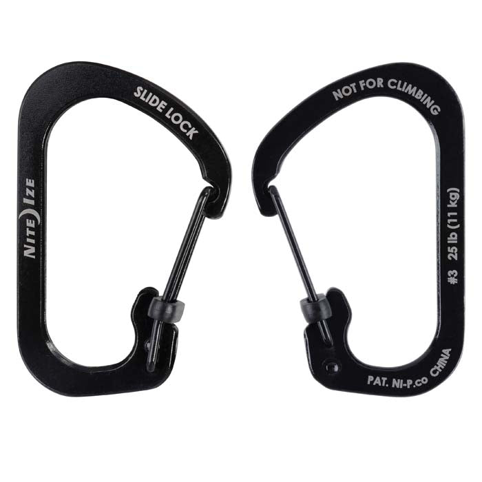 NITEIZE CARABINER SLIDE LOCK SIZE 3-PACK - BLACK