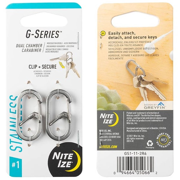 NITEIZE G-SERIES DUAL CHAMBER CARABINER #1 (2-PACK) - SILVER