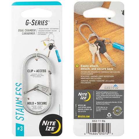 NITEIZE G-SERIES DUAL CHAMBER CARABINER - SIZE 3 - SILVER