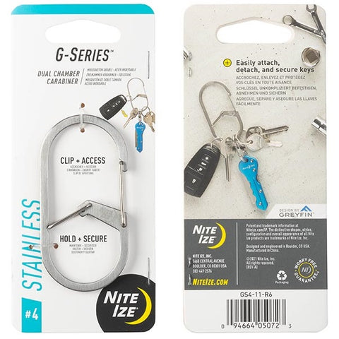 NITEIZE G-SERIES DUAL CHAMBER CARABINER - SIZE 4 - SILVER