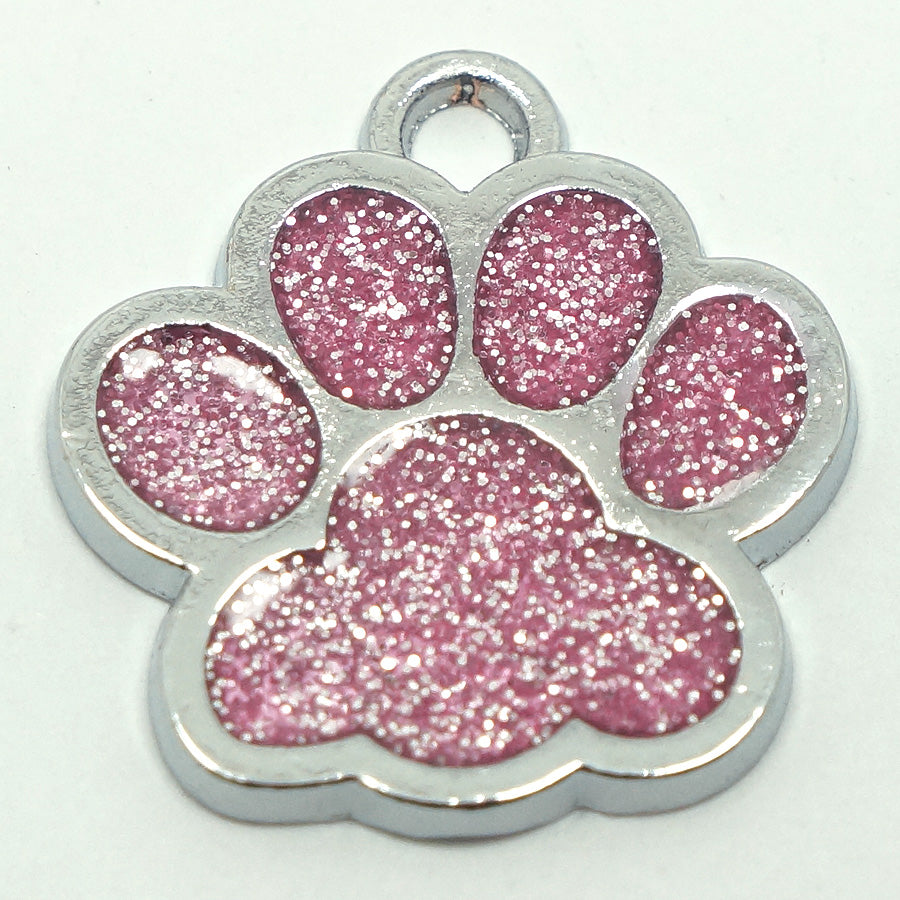 GLITTER PAW PRINT ZINC ALLOY PET TAG - 2019 VERSION