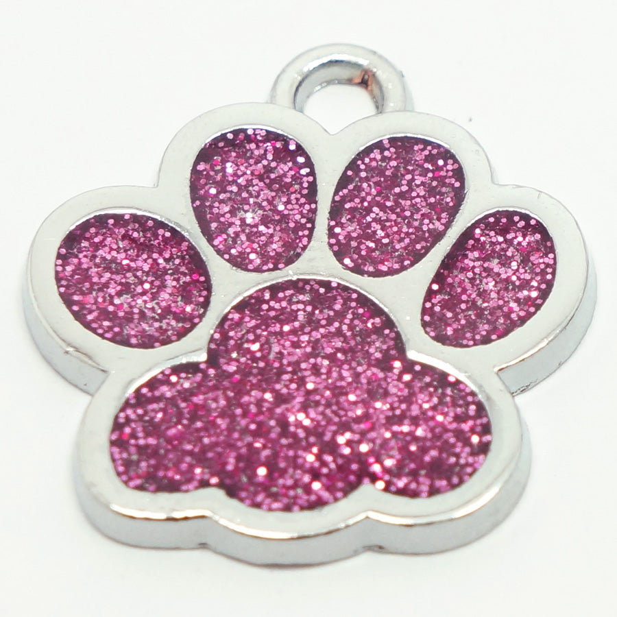 GLITTER PAW PRINT ZINC ALLOY PET TAG - 2019 VERSION