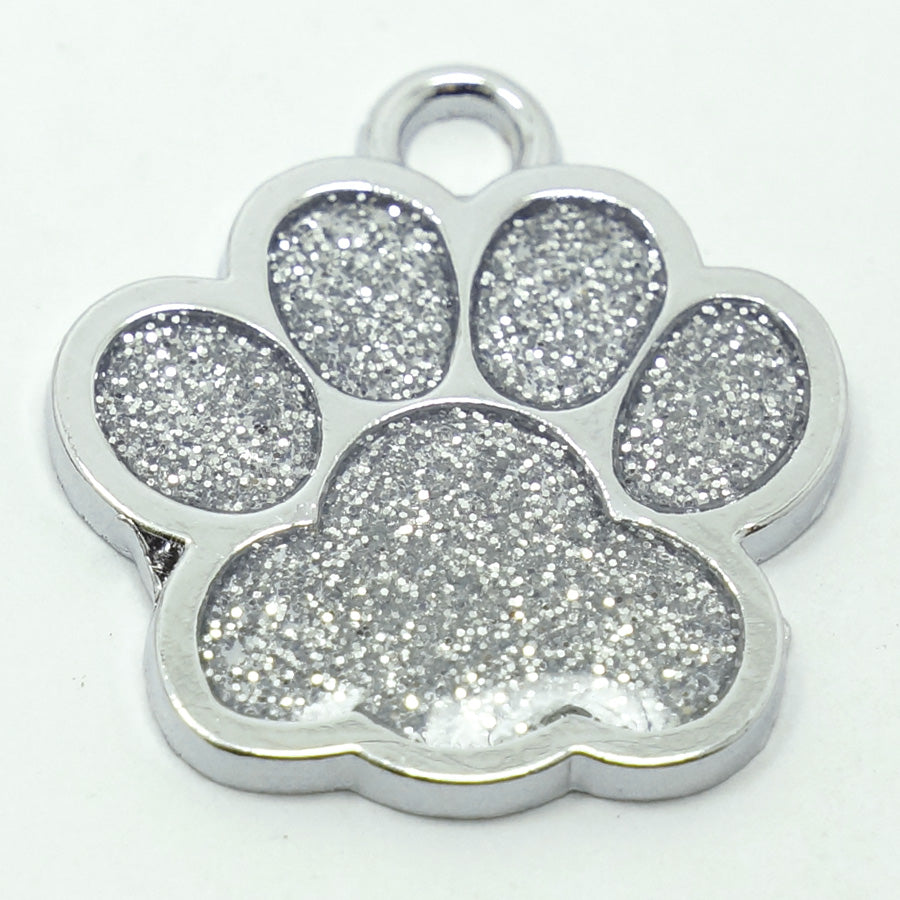 GLITTER PAW PRINT ZINC ALLOY PET TAG - 2019 VERSION