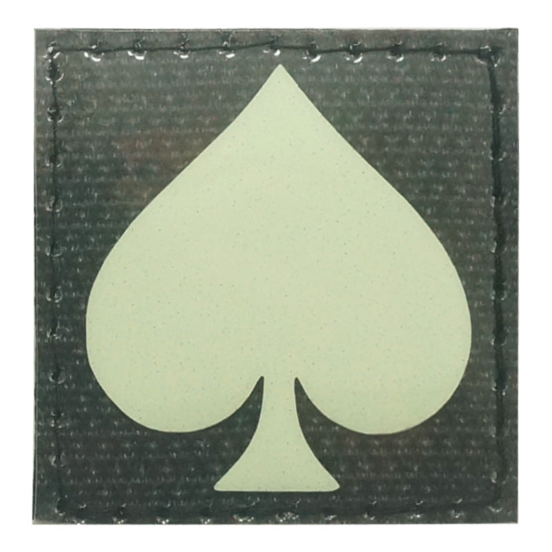 PLAYING CARD SYMBOL SPADES GITD PATCH - GLOW IN THE DARK