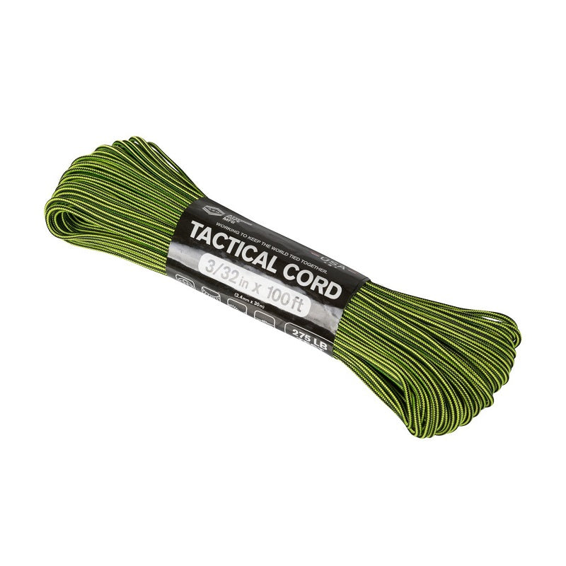 ATWOOD ROPE MFG TACTICAL 275 CORD (100FT) - NEON YELLOW & BLACK STRIPES