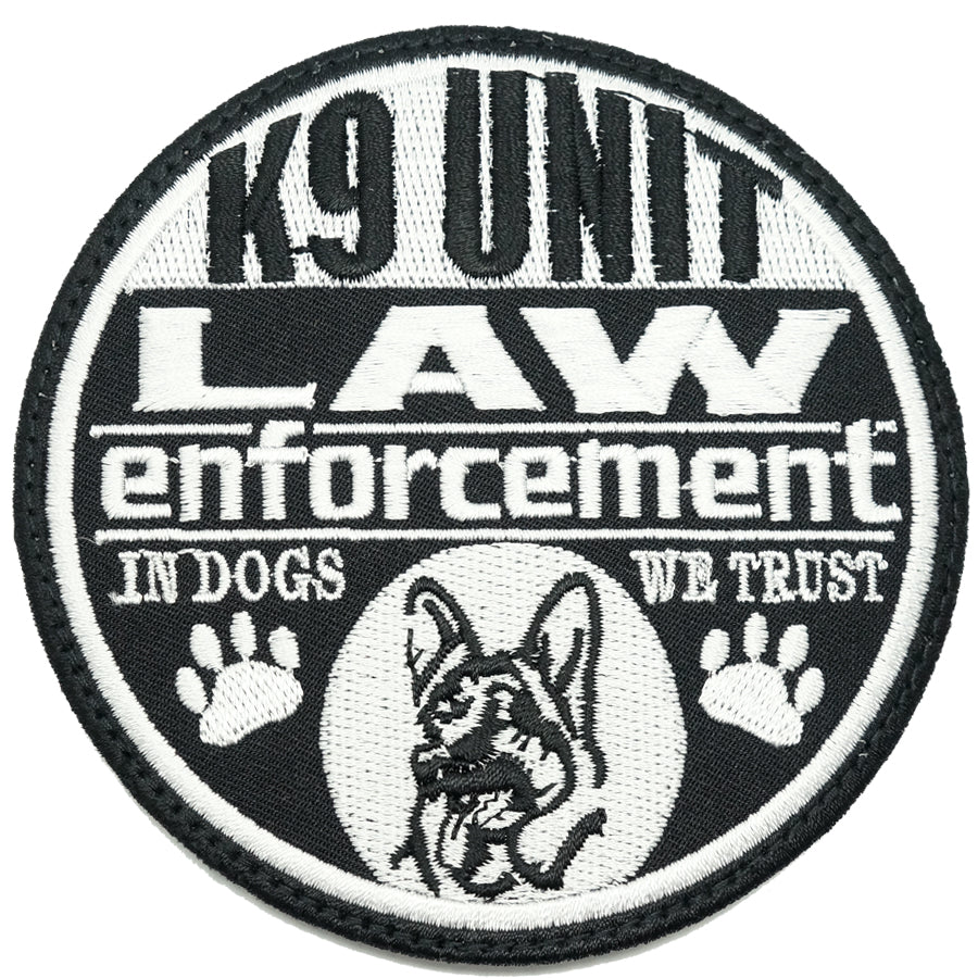 K9 LAW ENFORCEMENT PATCH - BLACK WHITE