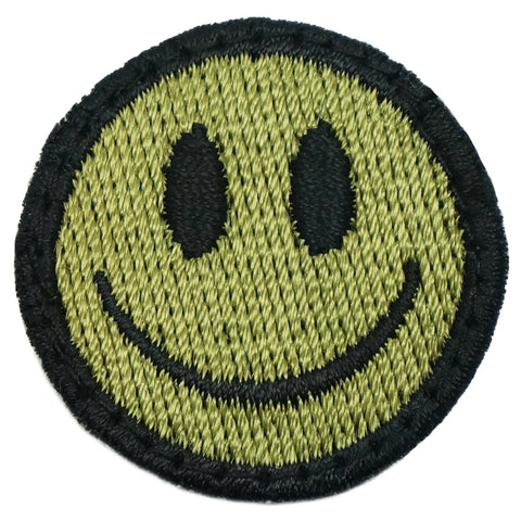 SMILEY FACE PATCH - OLIVE GREEN