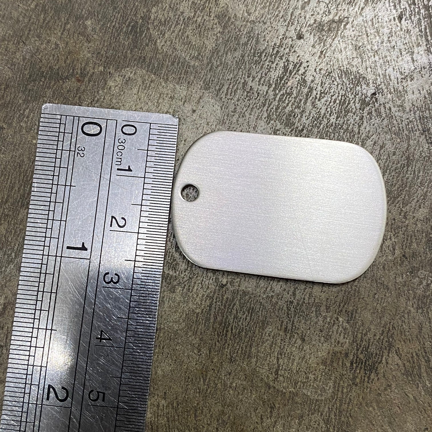 MINI MILITARY DOG TAG (BRUSHED STAINLESS STEEL, CLEARING AT LOWER PRICE DUE TO RANDOM SCRATCHES ON THE ENTIRE BATCH)