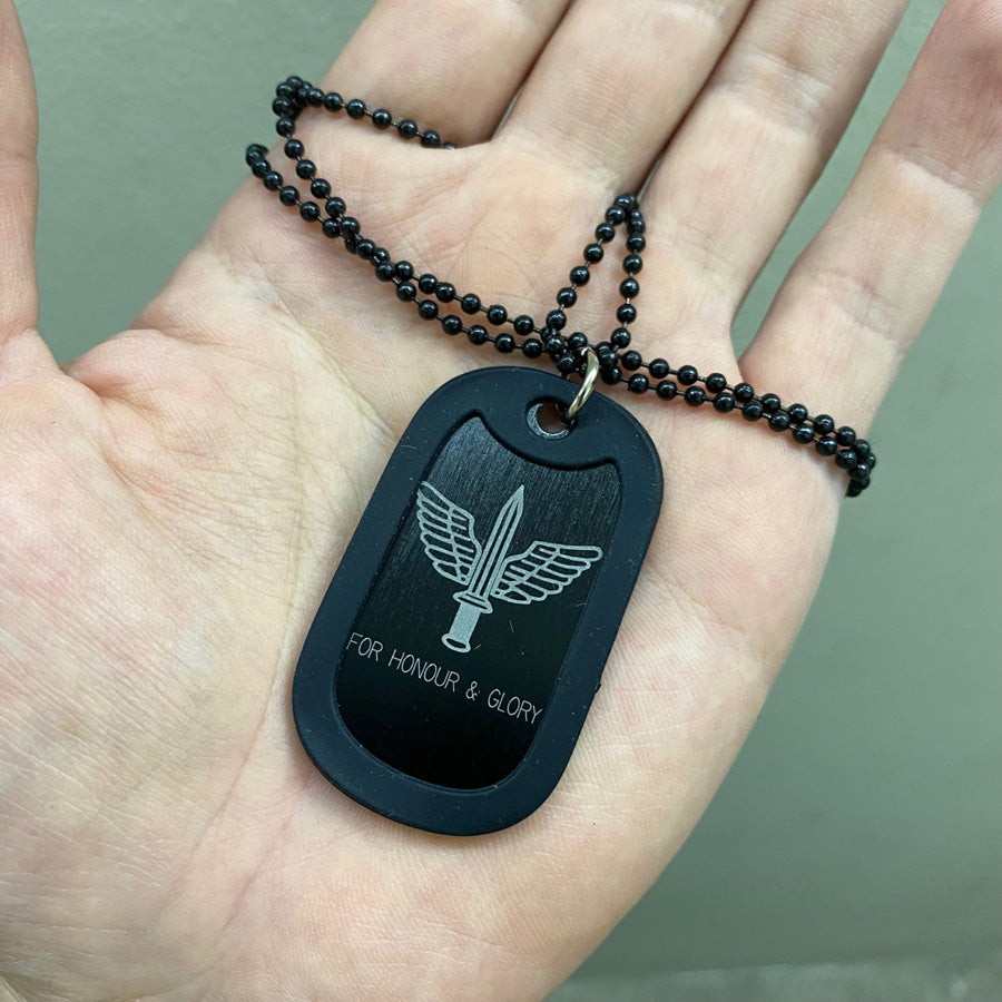 LASER ENGRAVED BLACK ANODIZED LOGO DOG TAG - 9TH DIV