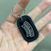 LASER ENGRAVED BLACK ANODIZED LOGO DOG TAG - COMMANDO 3RD COY COURAGE DISPELS FEAR