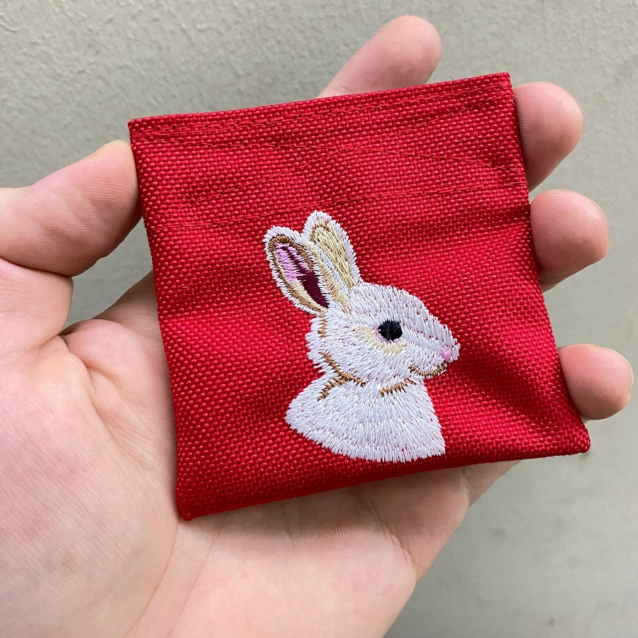 MIL-SPEC COIN PURSE WITH RABBIT EMBROIDERY - RED