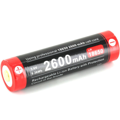 KLARUS 18650UR26 2600MAH 3.6V PROTECTED LITHIUM ION (LI-ION) BUTTON TOP BATTERY WITH MICRO CHARGING PORT