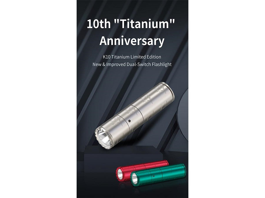 KLARUS K10 10TH ANNIVERSARY LED FLASHLIGHT - CREE XP-L HD V6 - 1200 LUMENS - TITANIUM (INCLUDES 1 X 16340)