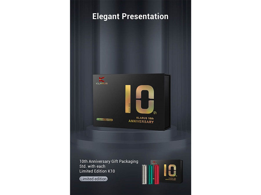 KLARUS K10 10TH ANNIVERSARY LED FLASHLIGHT - CREE XP-L HD V6 - 1200 LUMENS - TITANIUM (INCLUDES 1 X 16340)