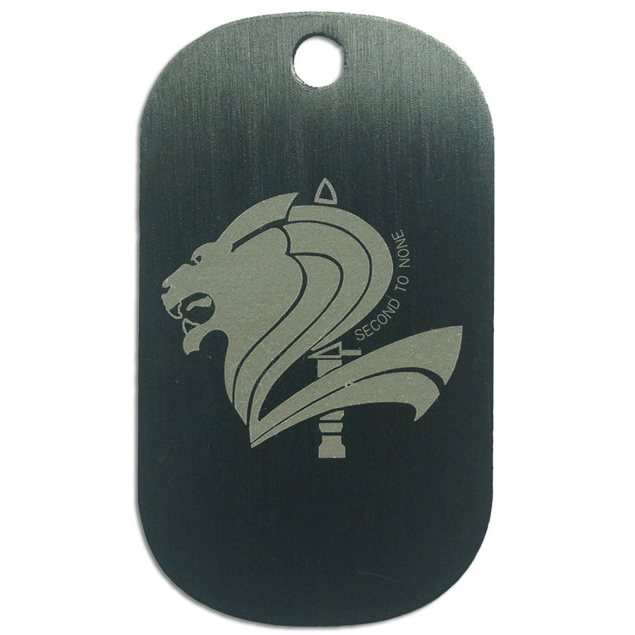 LASER ENGRAVED BLACK ANODIZED LOGO DOG TAG - SECOND TO NONE (2 SIR)
