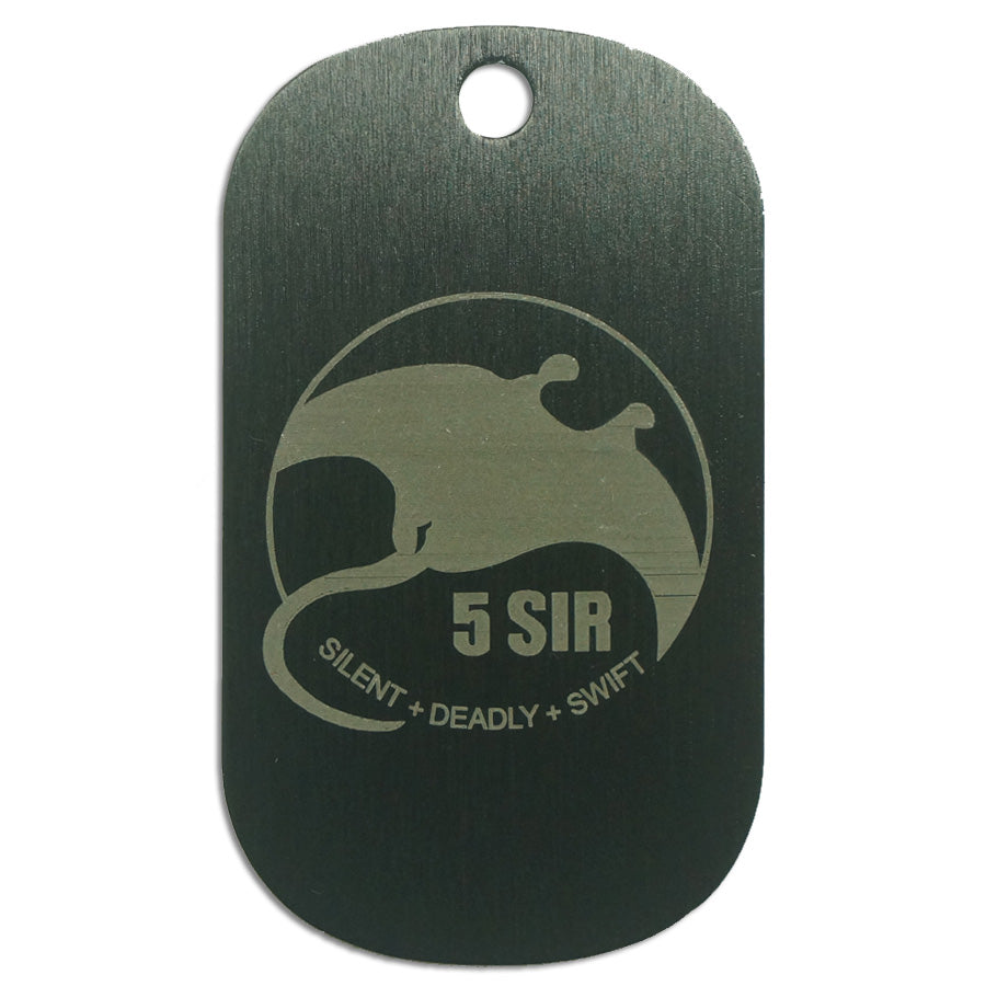 LASER ENGRAVED BLACK ANODIZED LOGO DOG TAG - 5 SIR