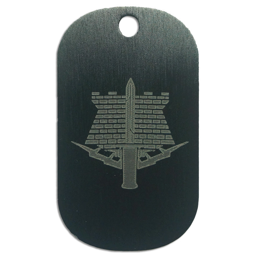 LASER ENGRAVED BLACK ANODIZED LOGO DOG TAG - COMBAT ENGINEER