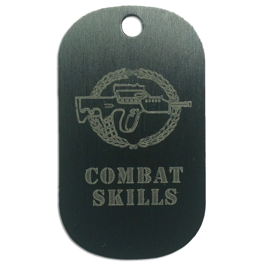 LASER ENGRAVED BLACK ANODIZED LOGO DOG TAG - COMBAT SKILLS