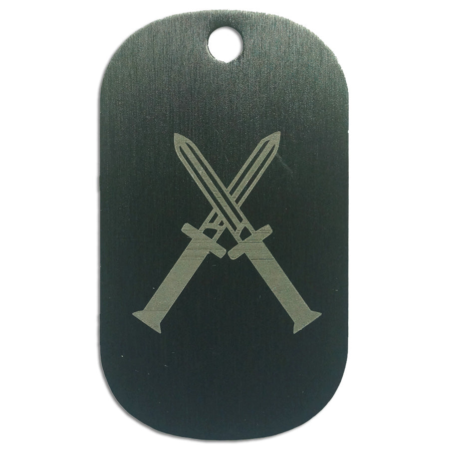 LASER ENGRAVED BLACK ANODIZED LOGO DOG TAG - INFANTRY