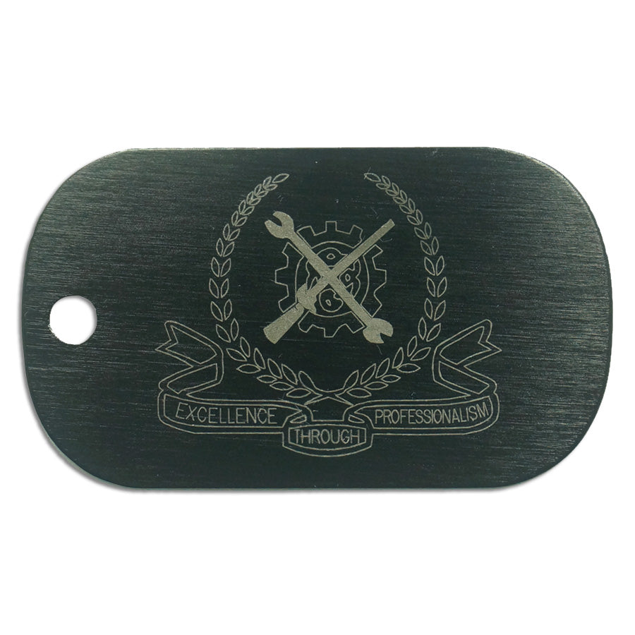 LASER ENGRAVED BLACK ANODIZED LOGO DOG TAG - MES