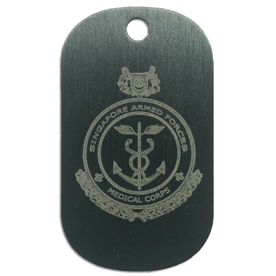 LASER ENGRAVED BLACK ANODIZED LOGO DOG TAG - MEDICAL CORPS