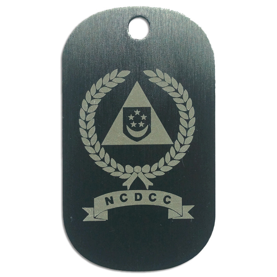 LASER ENGRAVED BLACK ANODIZED LOGO DOG TAG - NCDCC