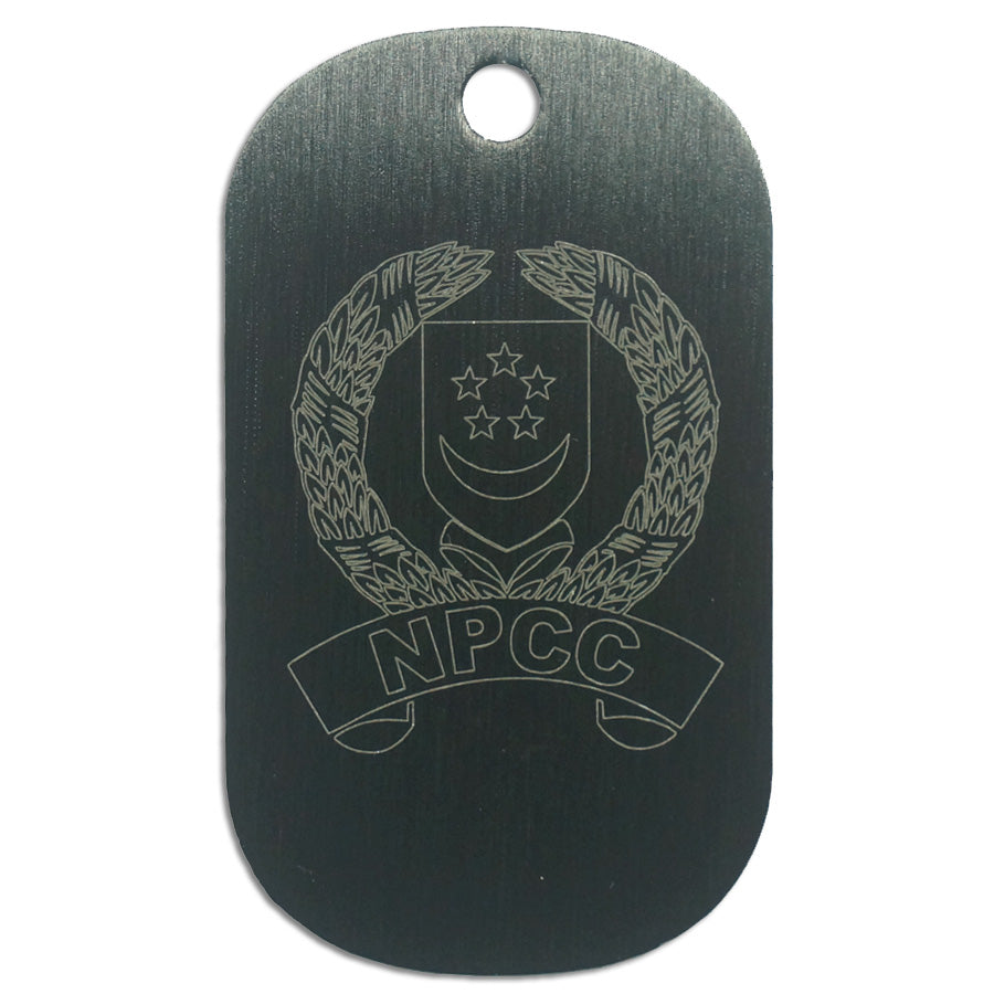 LASER ENGRAVED BLACK ANODIZED LOGO DOG TAG - NPCC