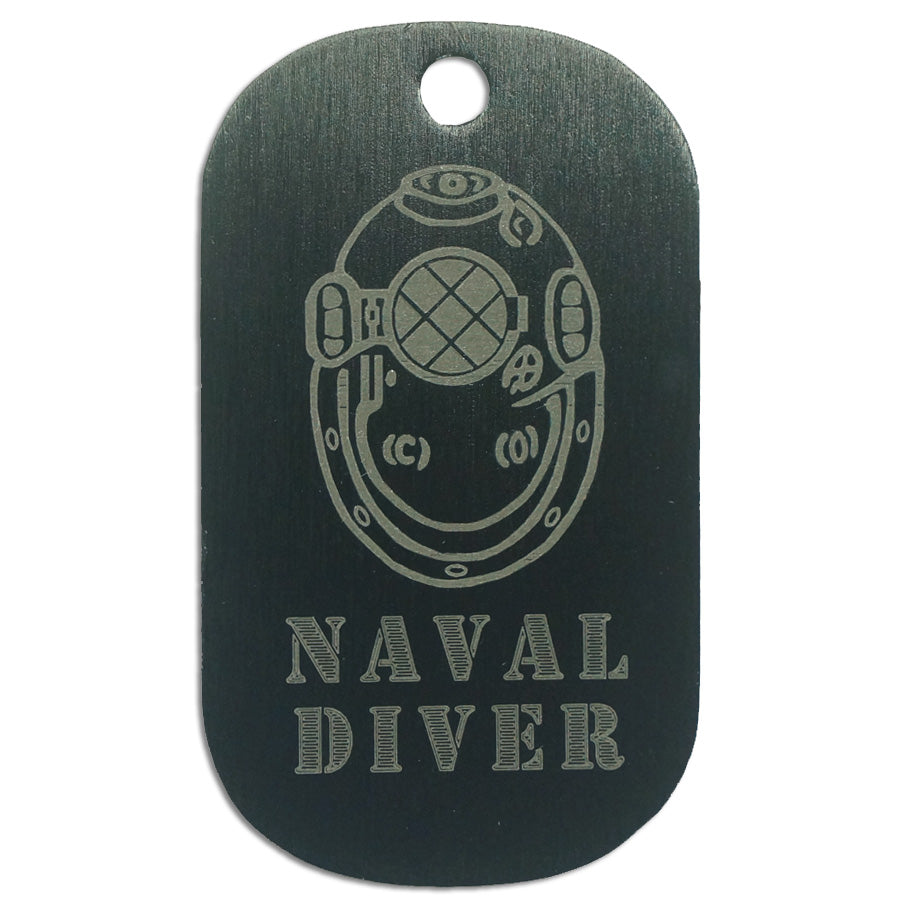LASER ENGRAVED BLACK ANODIZED LOGO DOG TAG - NAVAL DIVER