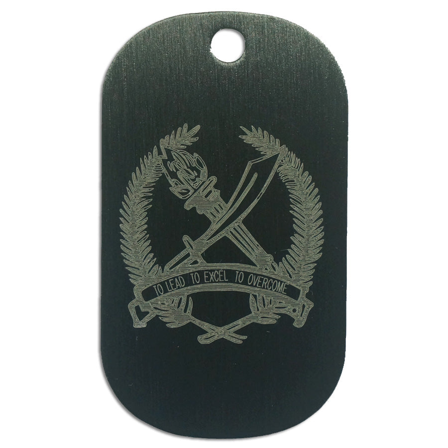 LASER ENGRAVED BLACK ANODIZED LOGO DOG TAG - OFFICER CADET SCHOOL (OCS)