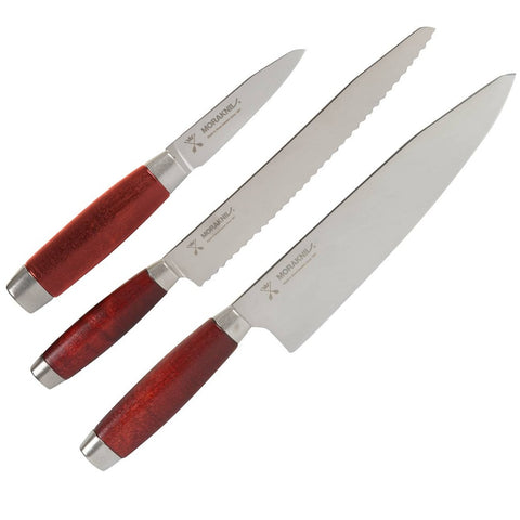 MORAKNIV® CLASSIC 1891 CHEF´S/BREAD/PARING KNIFE SET - RED (12422)