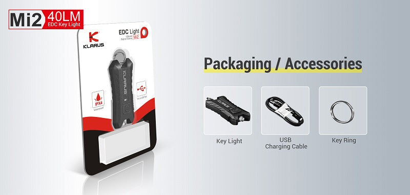 KLARUS MI2 RECHARGEABLE KEYCHAIN FLASHLIGHT - 5MM LED (BUILT-IN BATTERY) - 40 LUMENS - BLUE