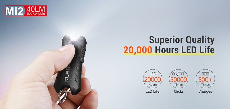 KLARUS MI2 RECHARGEABLE KEYCHAIN FLASHLIGHT - 5MM LED (BUILT-IN BATTERY) - 40 LUMENS - ORANGE