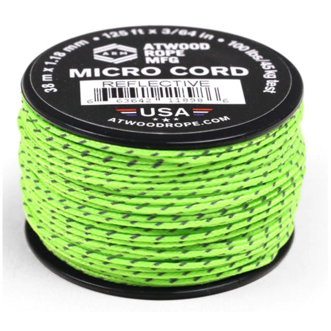 ATWOOD ROPE MFG MICRO CORD (125FT) - NEON GREEN REFLECTIVE