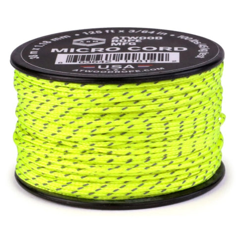 ATWOOD ROPE MFG MICRO CORD (125FT) - NEON YELLOW REFLECTIVE