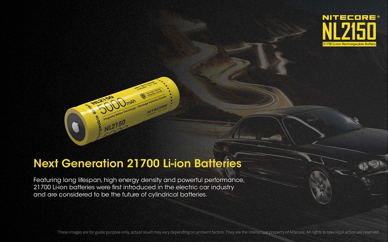 NITECORE NL2150 21700 5000MAH 3.6V PROTECTED LITHIUM ION (LI-ION) BUTTON TOP BATTERY (OLD STOCK CLEARANCE)