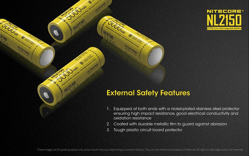 NITECORE NL2150 21700 5000MAH 3.6V PROTECTED LITHIUM ION (LI-ION) BUTTON TOP BATTERY (OLD STOCK CLEARANCE)