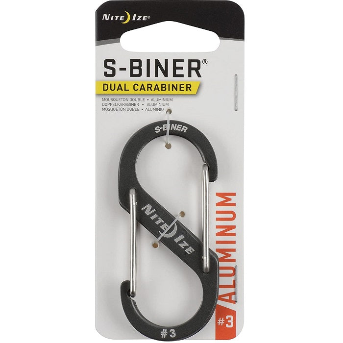 NITEIZE S-BINER ALUMINUM DUAL CARABINER SIZE 3 - CHARCOAL
