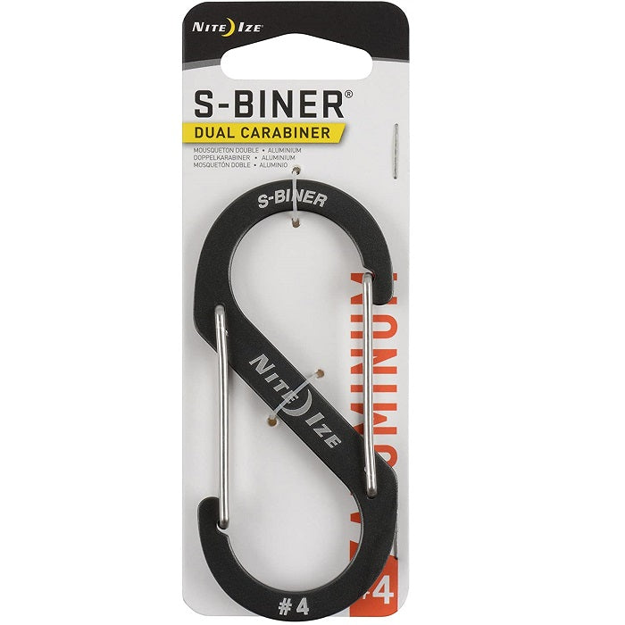 NITEIZE S-BINER ALUMINUM DUAL CARABINER SIZE 4 - CHARCOAL
