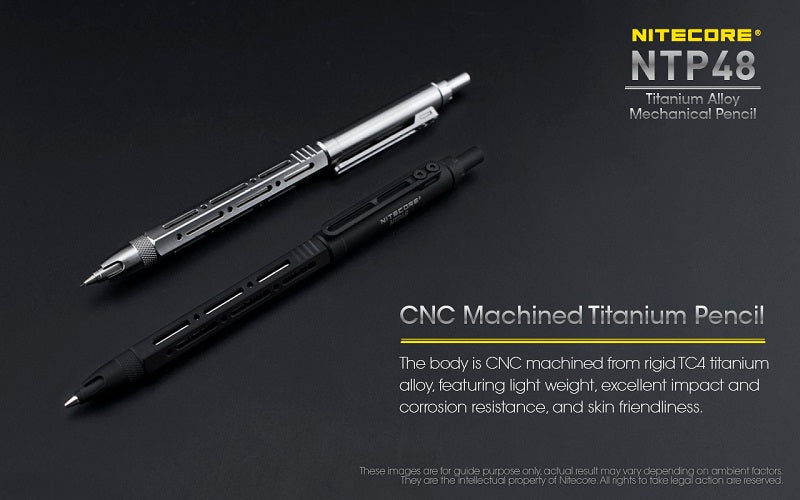 NITECORE NTP48 TITANIUM ALLOY MECHANICAL PENCIL - GLOSS SILVER