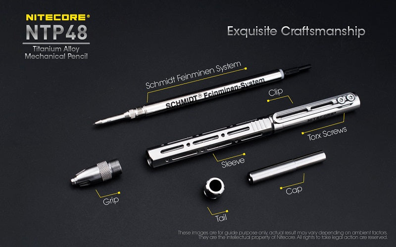 NITECORE NTP48 TITANIUM ALLOY MECHANICAL PENCIL - GLOSS SILVER