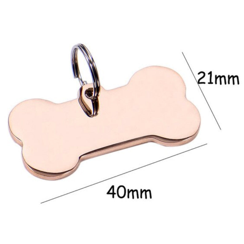 DOG BONE STAINLESS STEEL TAG - 2019 VERSION (ROSE GOLD)