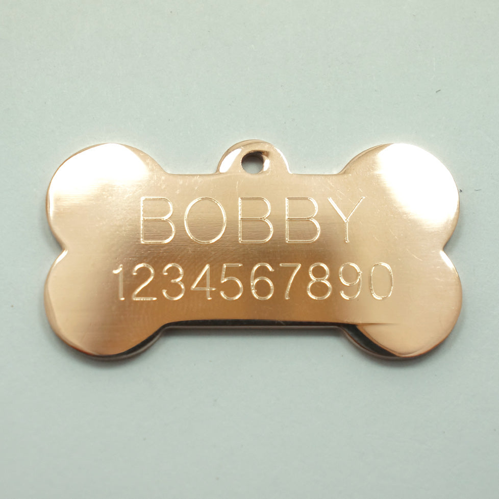 DOG BONE STAINLESS STEEL TAG - 2019 VERSION (ROSE GOLD)