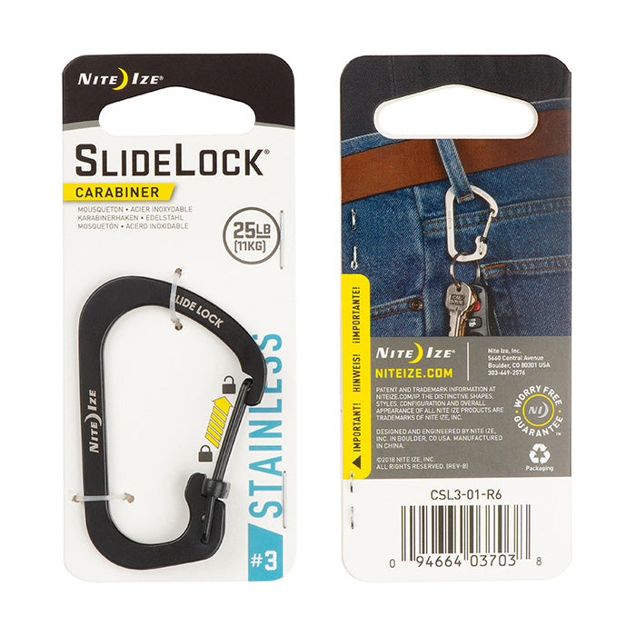 NITEIZE CARABINER SLIDE LOCK SIZE 3 - BLACK