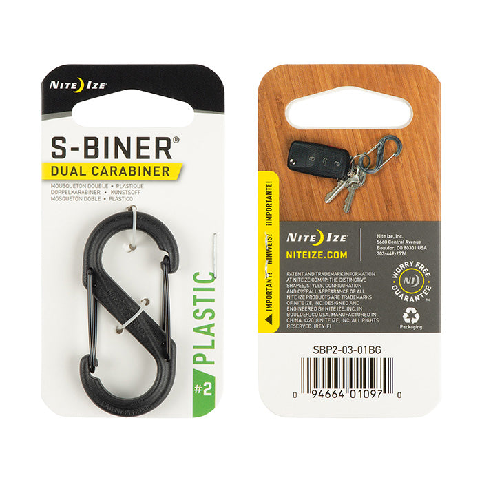 NITEIZE PLASTIC S-BINER SIZE 2 - BLACK