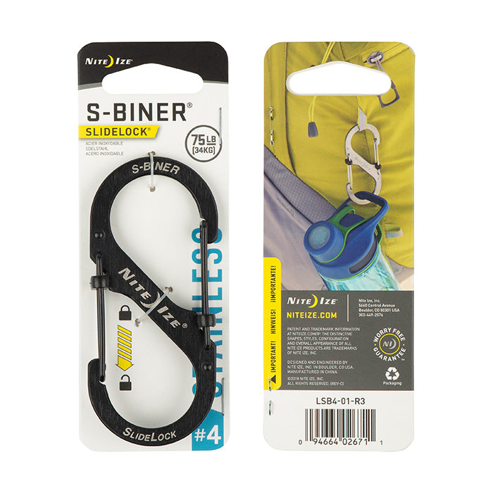 NITEIZE S-BINER SLIDELOCK STEEL SIZE 4 - BLACK
