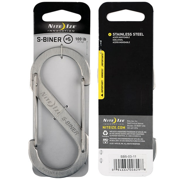 NITEIZE STEEL S-BINER SIZE 5 - STAINLESS STEEL