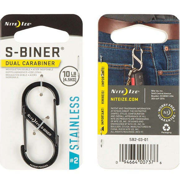 NITEIZE STEEL S-BINER SIZE 2 - BLACK