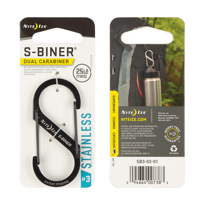 NITEIZE STEEL S-BINER SIZE 3 - BLACK