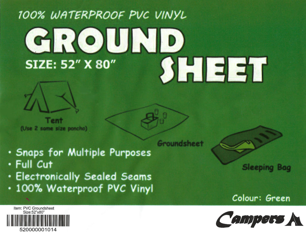 PVC GROUND SHEET - 52" x 80" (OLIVE GREEN)